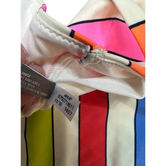 Aerie Swim Cheekier Women's Multicolor Striped Shanghai Strap Bikini Set Size L - Picture 7 of 7